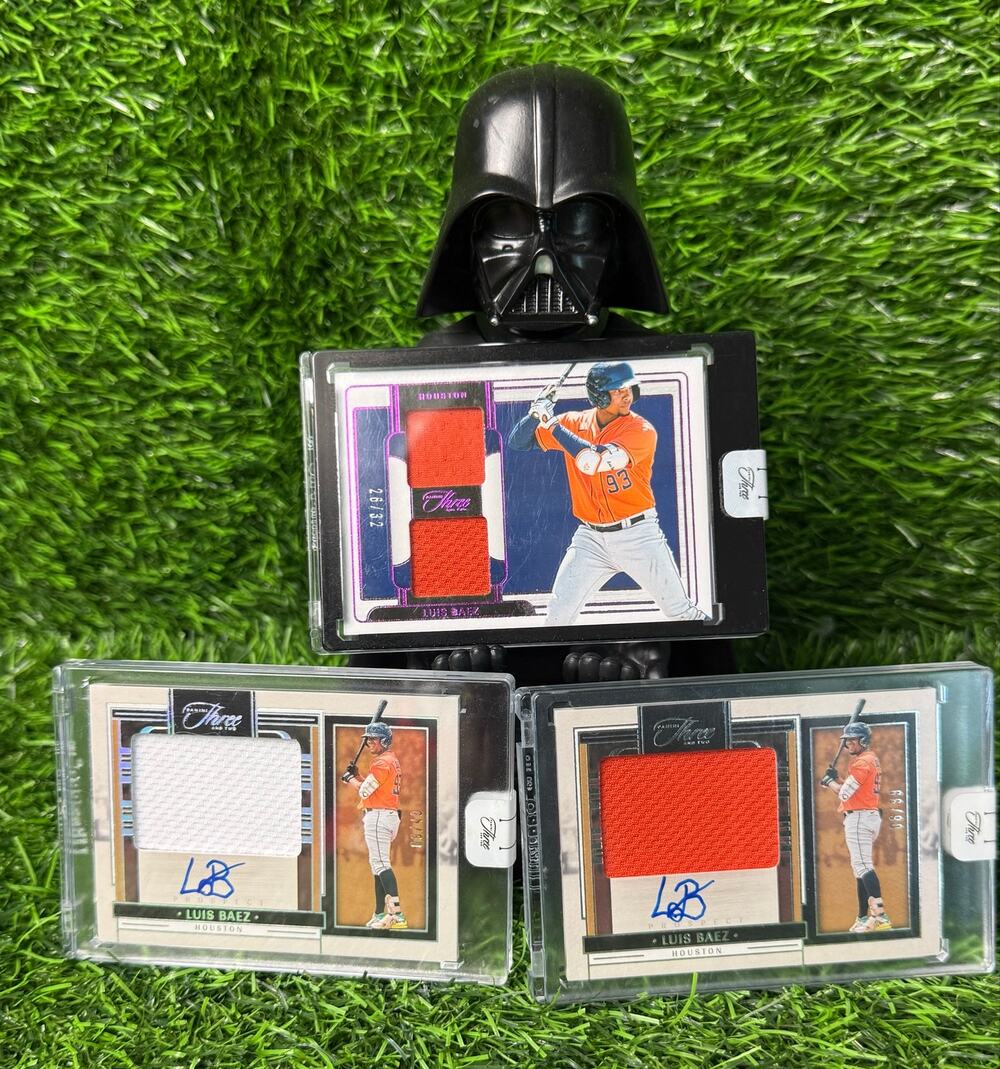 2024 Panini Three and Two Luis Baez 2 Auto /99 Dual Jersey /32 Astros 3 Card Lot